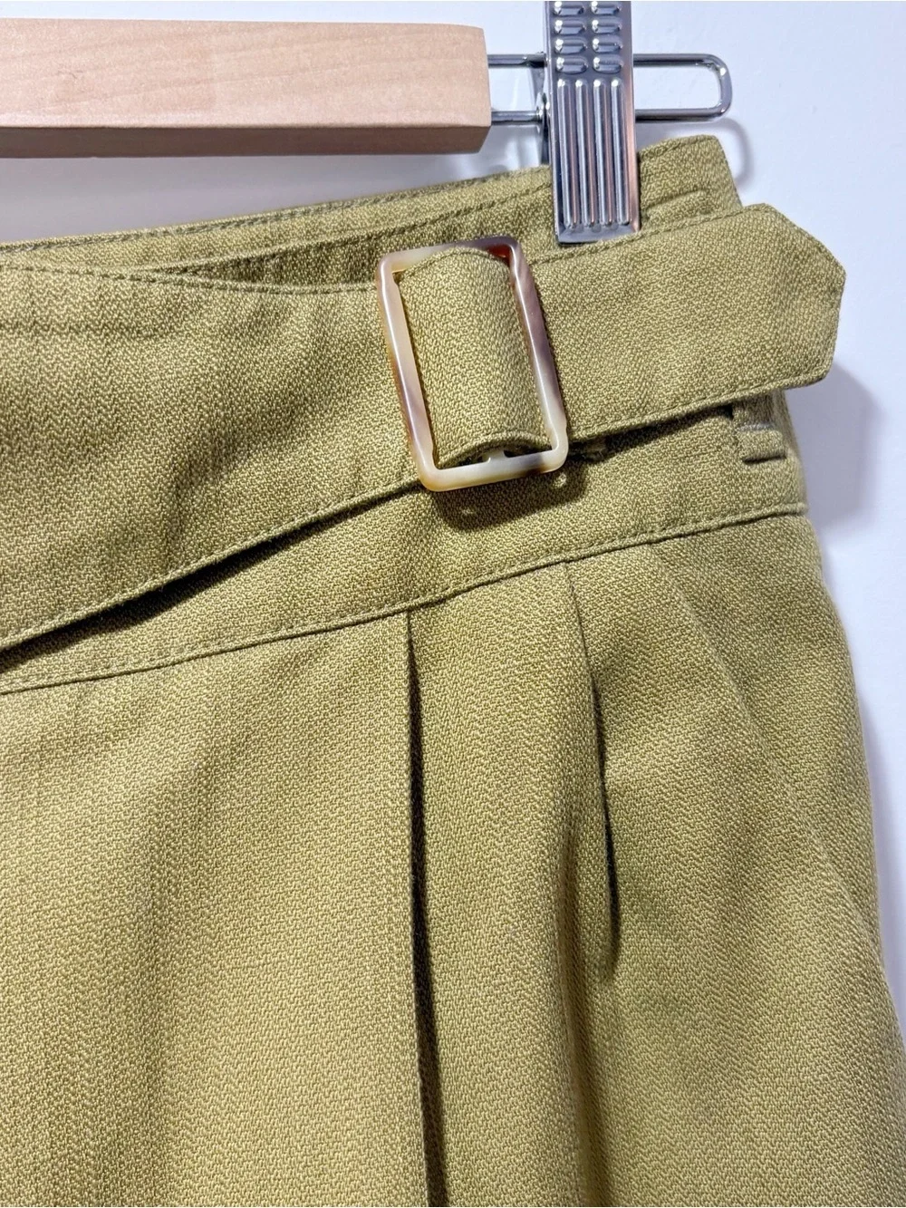 Sezane Francky Trousers Blend Cotton Linen Blend Size 2 Olive Green Carrot Cut